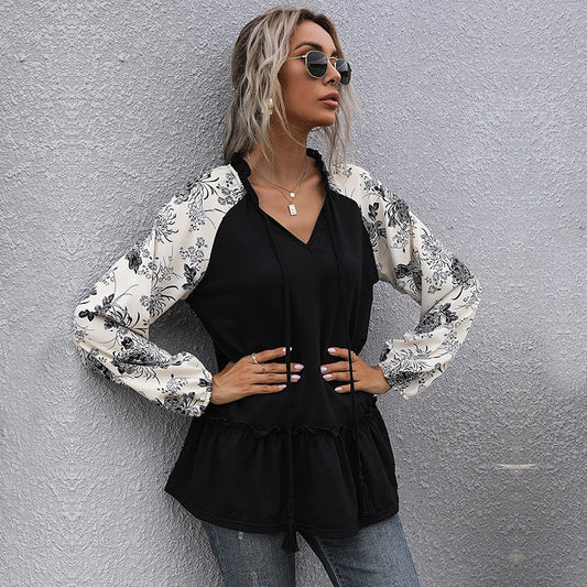 Damen Kapuzenpullover mit floralem Design und peplum Schnitt WW