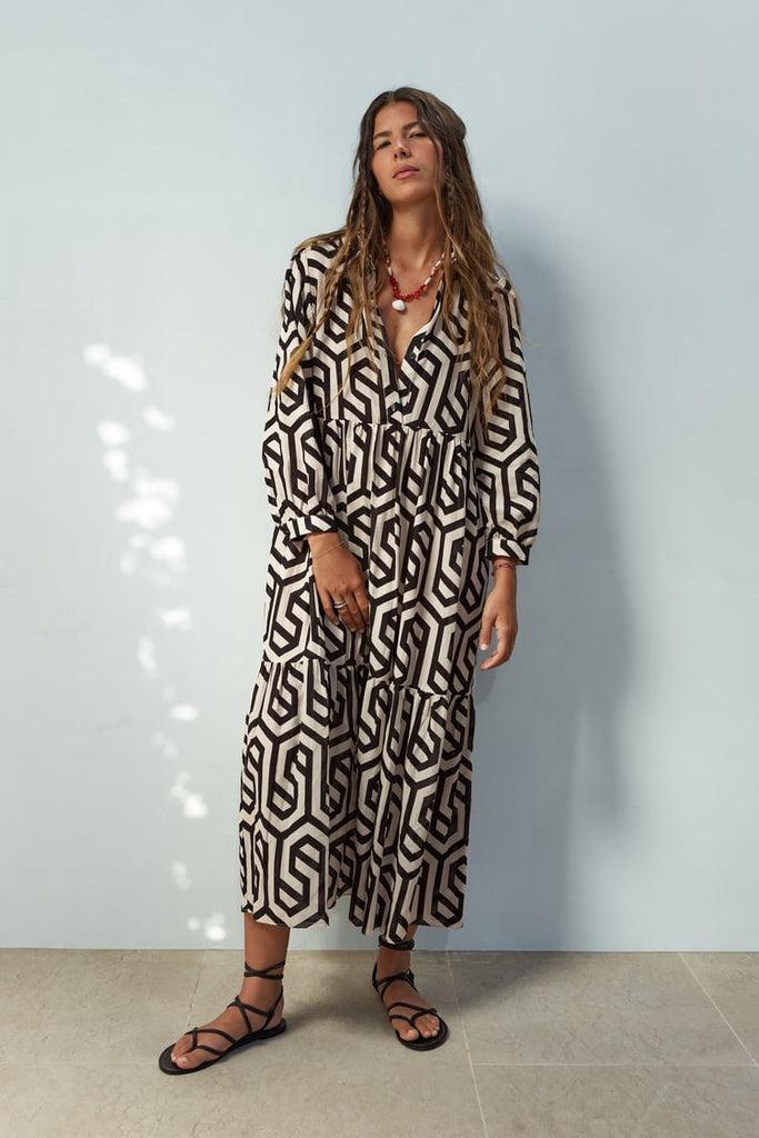 WW | Women's Winsett Long Sleeve Geometric Print Maxi Dress