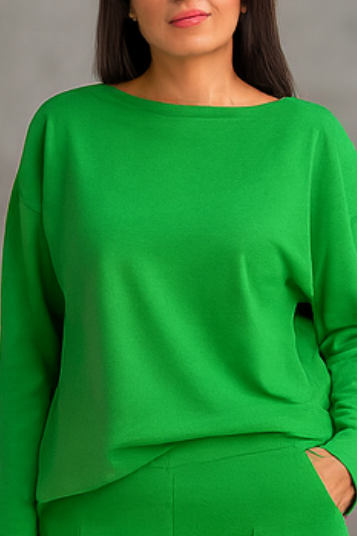 All Two-Piece with Round Neck & Long Sleeves - Green