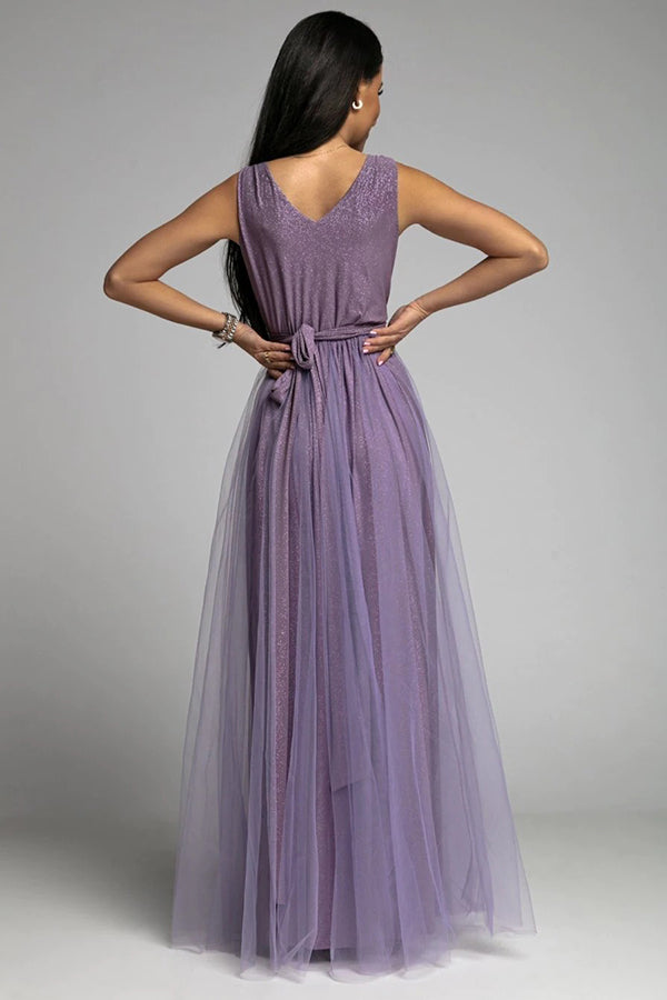 WW | It's My Day Light Tulle Slit Maxi Dress