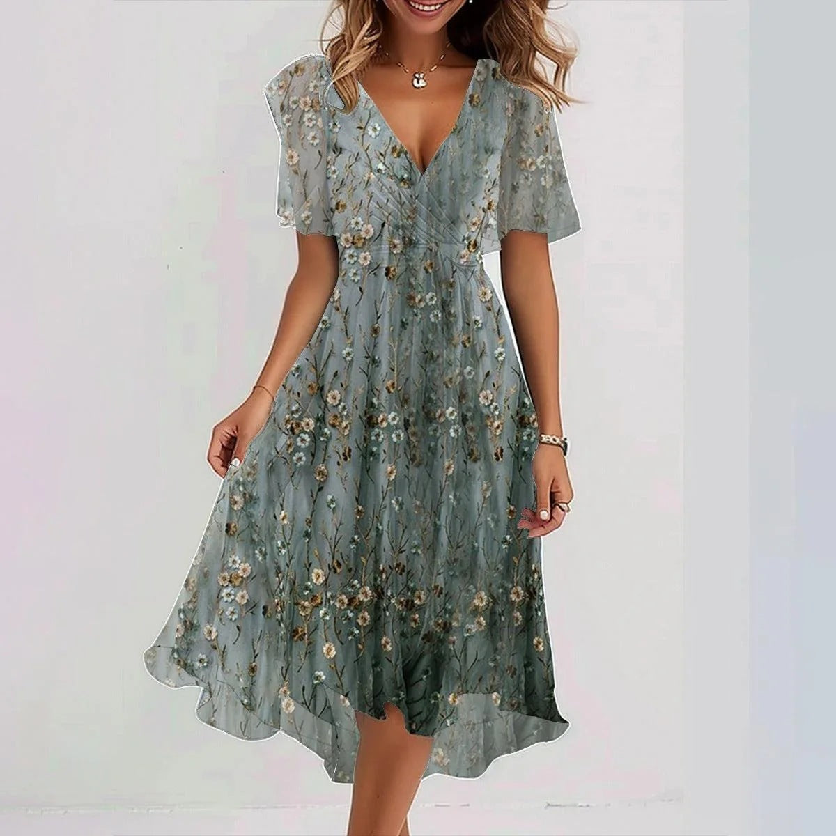 WW | Damenkleid Mit V-ausschnitt