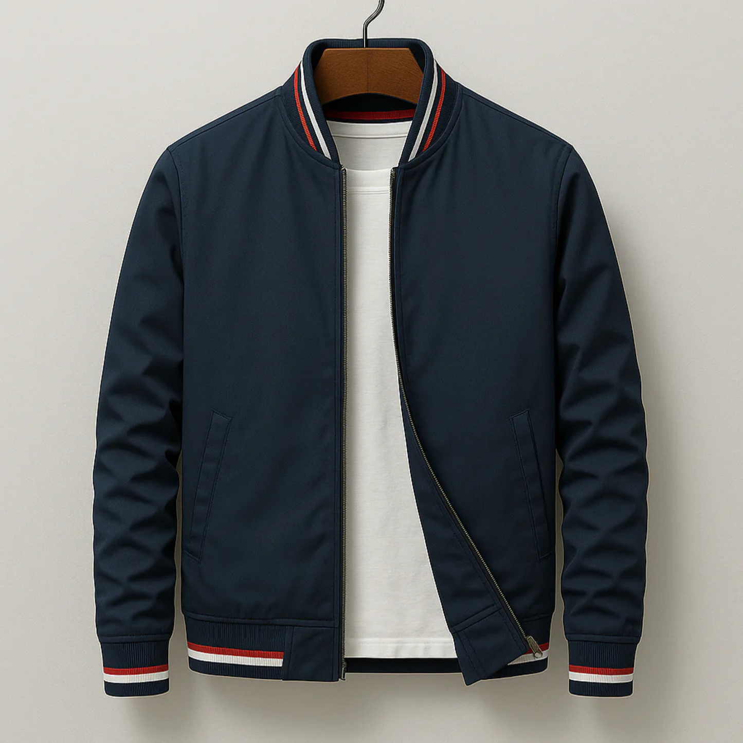 Maelisio Elegant Striped Bomber Blouson - Blue