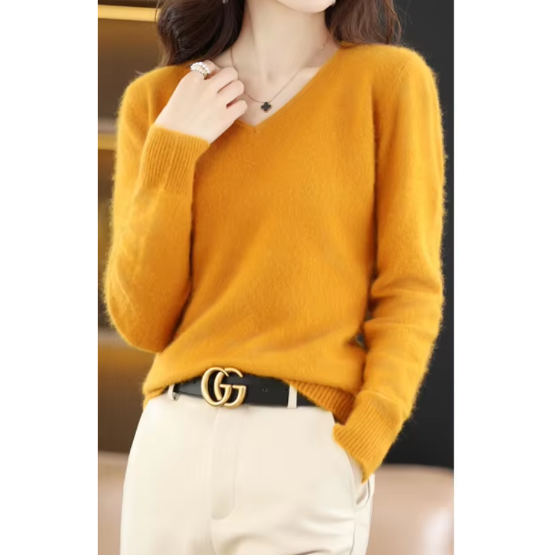 WW | Women's Cashmere V-Neck Sweater Lightweight and Soft Knit Pullover