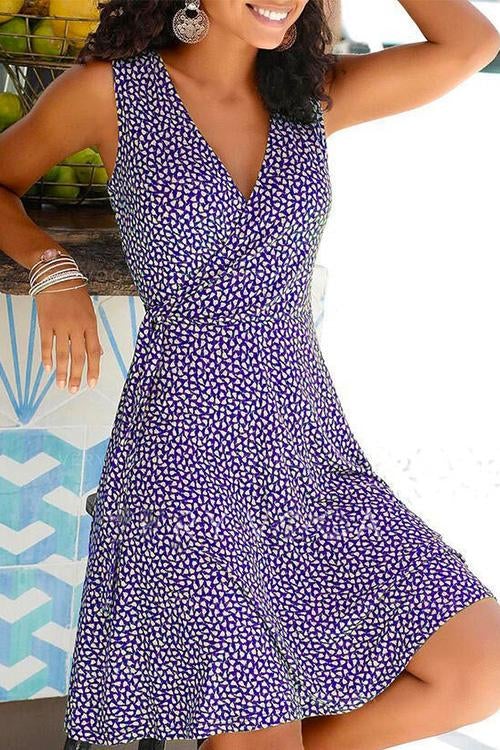 WW | Rosiedress Wrap V-Neck Printed Swing Tank Dress