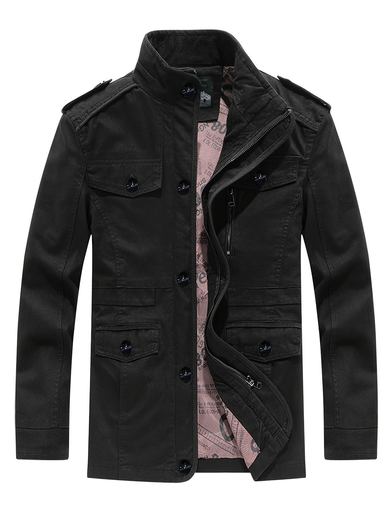 WW | Übergangsjacke mit Stehkragen - Leichte Freizeitjacke mit Knöpfen & Reißverschluss, Windbreaker im Military-Stil