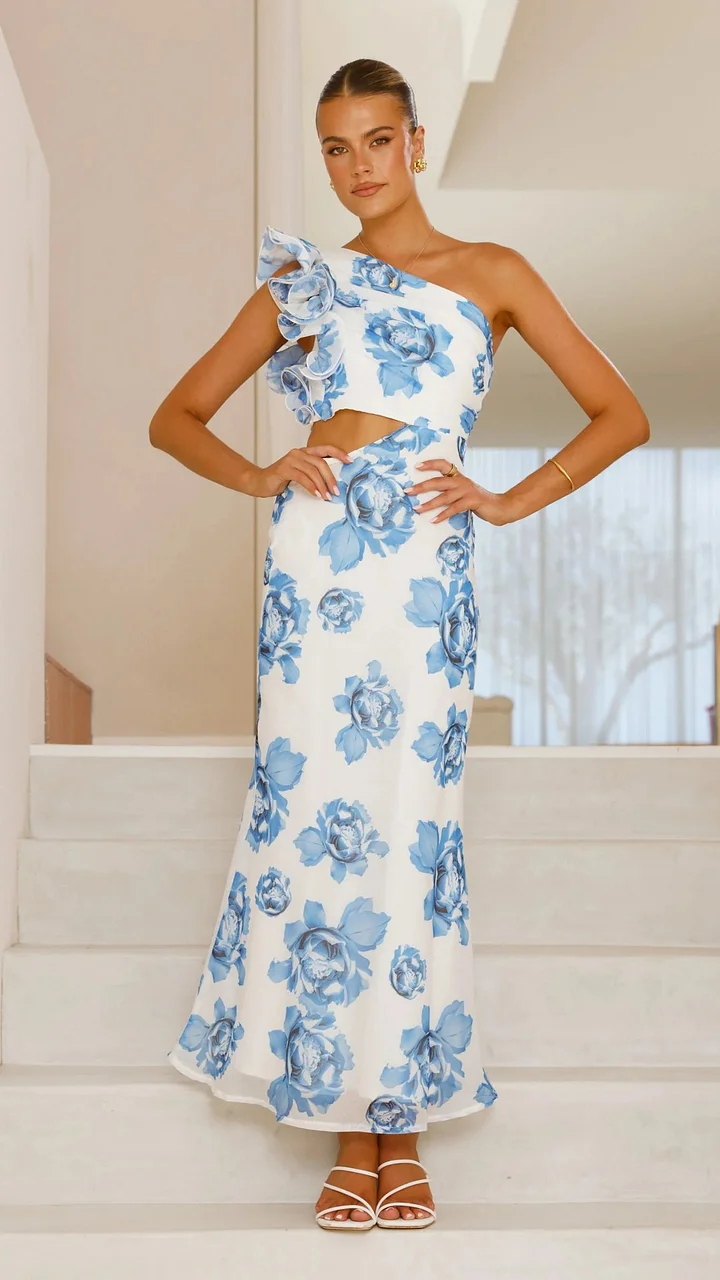 Pink strapless dress with ruffles