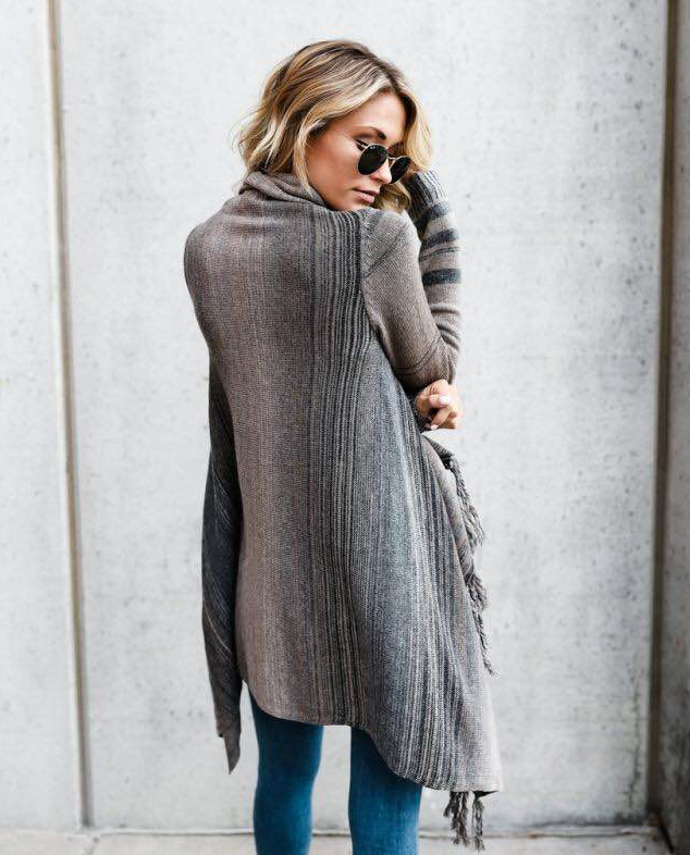 WW | Herbst und Winter Mittellange Strickjacke