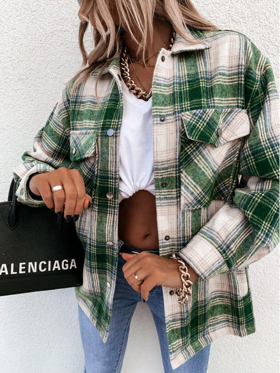 WW | Shacket Oversized Fit Flannel Plaid Button-Down Casual Style