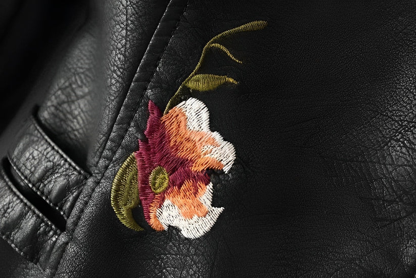 WW | Lederjacke mit Blumen für Damen - Perfekt für den Alltag