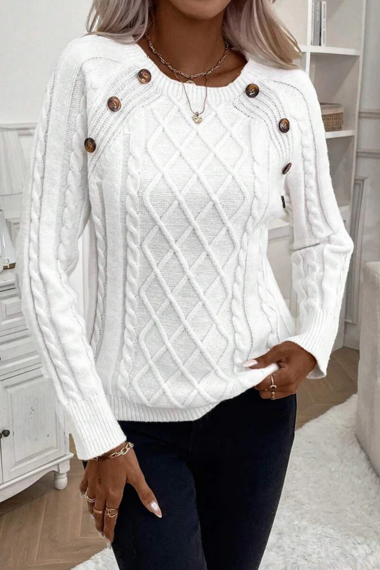 Cora | Knitted jumper with button details