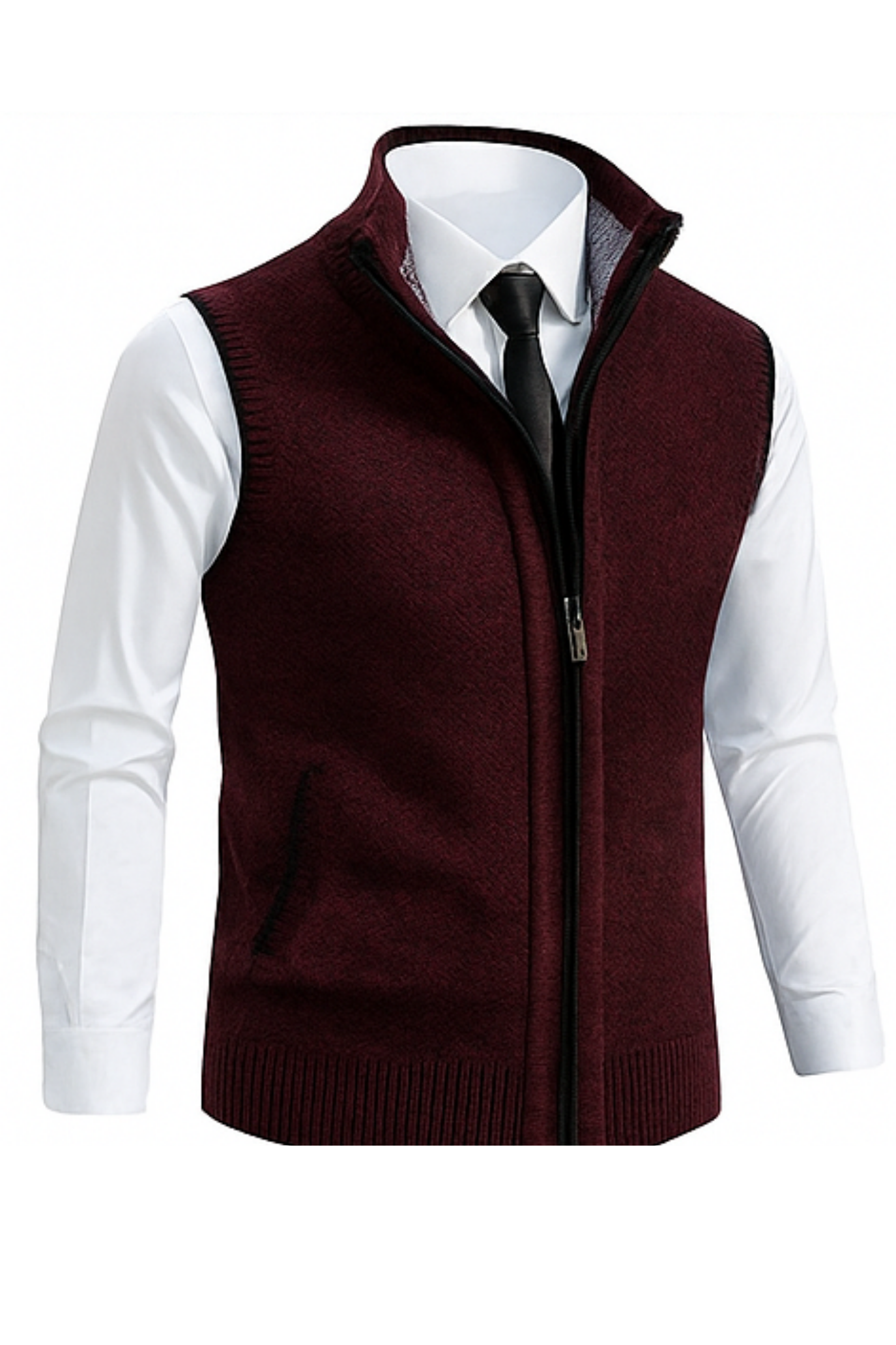 Gerald Zip-Up Knitted Vest - Red
