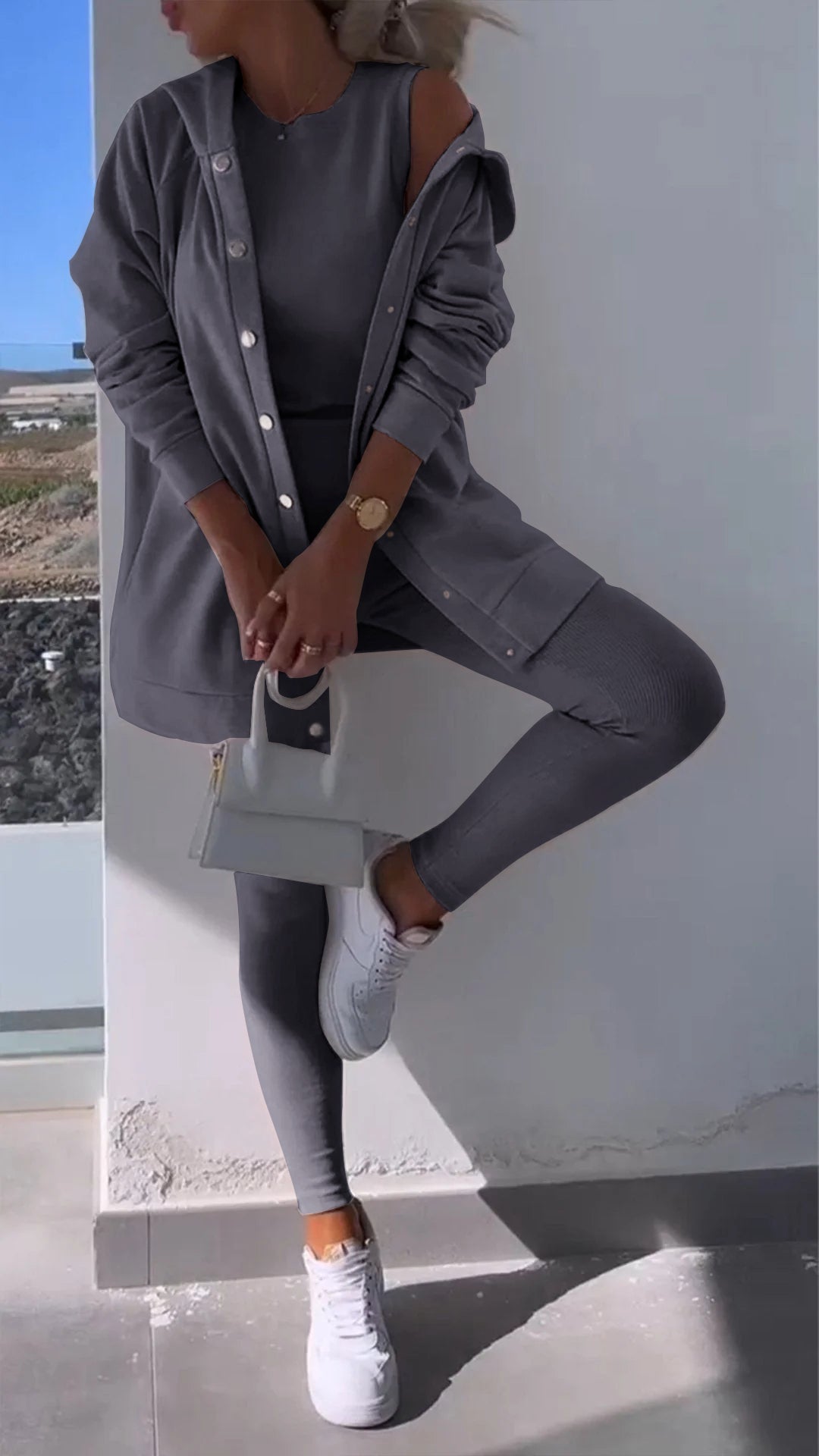 WW | Elegante Weste mit Sweatshirt mit Kapuze Set