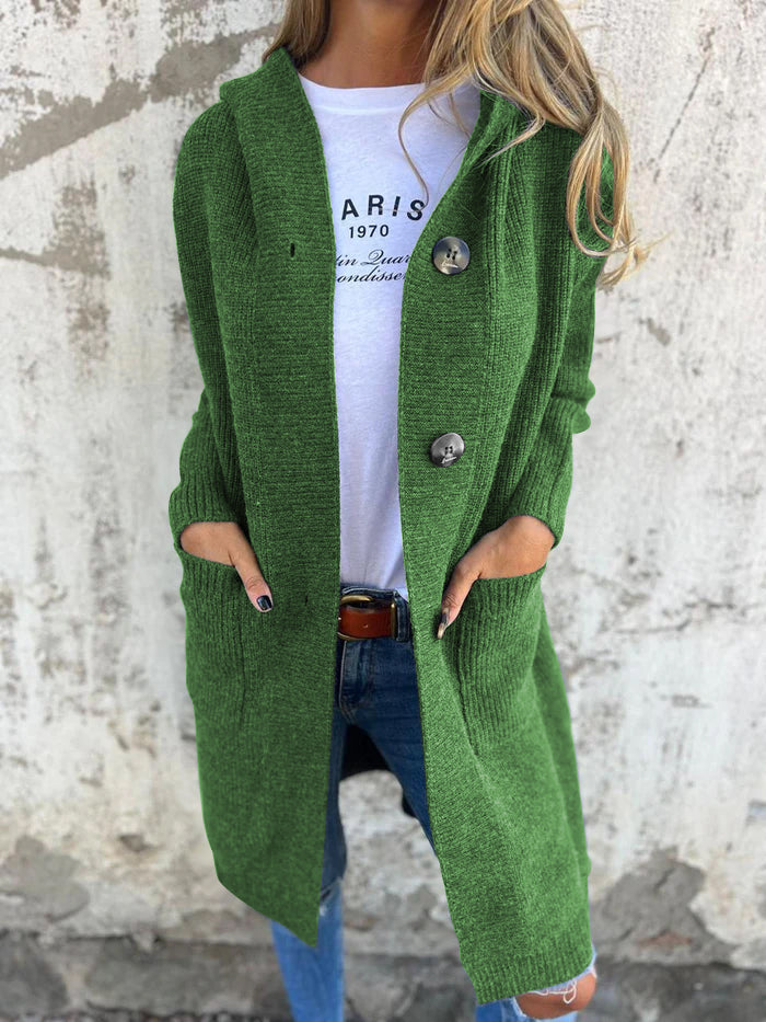 WW | Long Cardigan Soft And Comfortable With Buttons And Pockets With Shawl Collar
