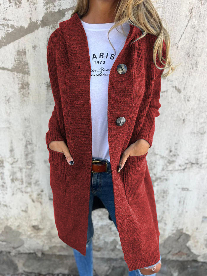 WW | Long Cardigan Soft And Comfortable With Buttons And Pockets With Shawl Collar