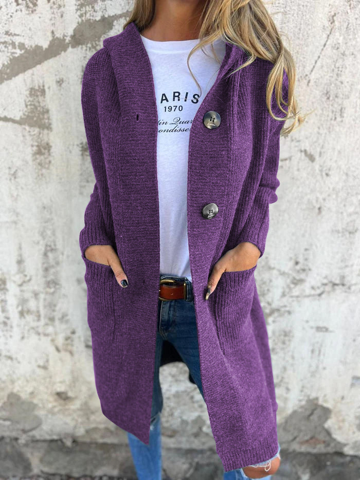 WW | Long Cardigan Soft And Comfortable With Buttons And Pockets With Shawl Collar