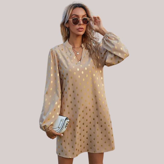 WW | Luxuriöses Schiftkleid mit Punktemuster