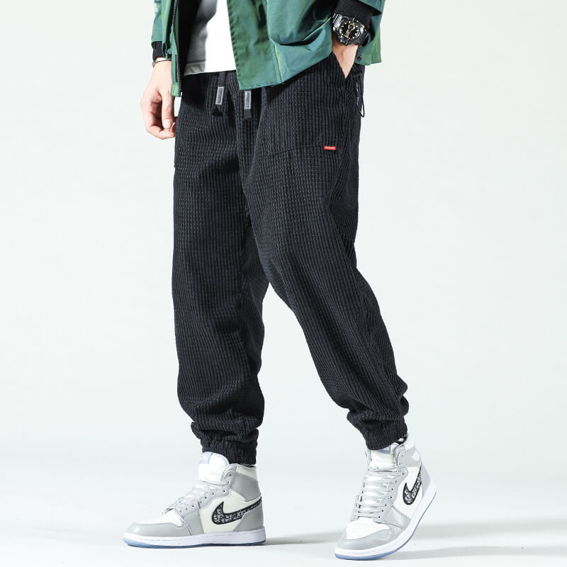 WW | Corduroy Joggers with Drawstring - Loose-fitting Casual Trousers in Streetwear Style with Cuffs & Side Pockets