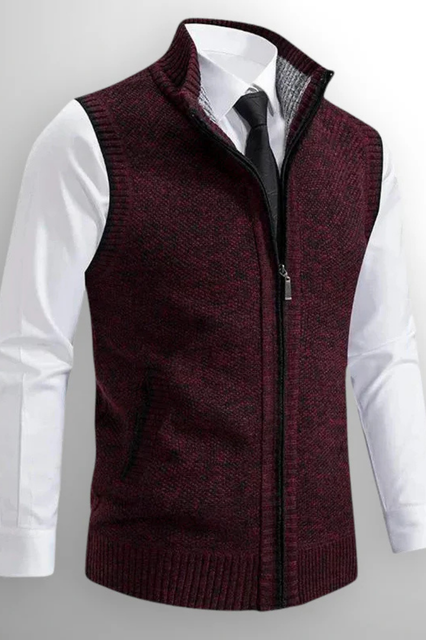 Gerald Zip-Up Knitted Vest - Red