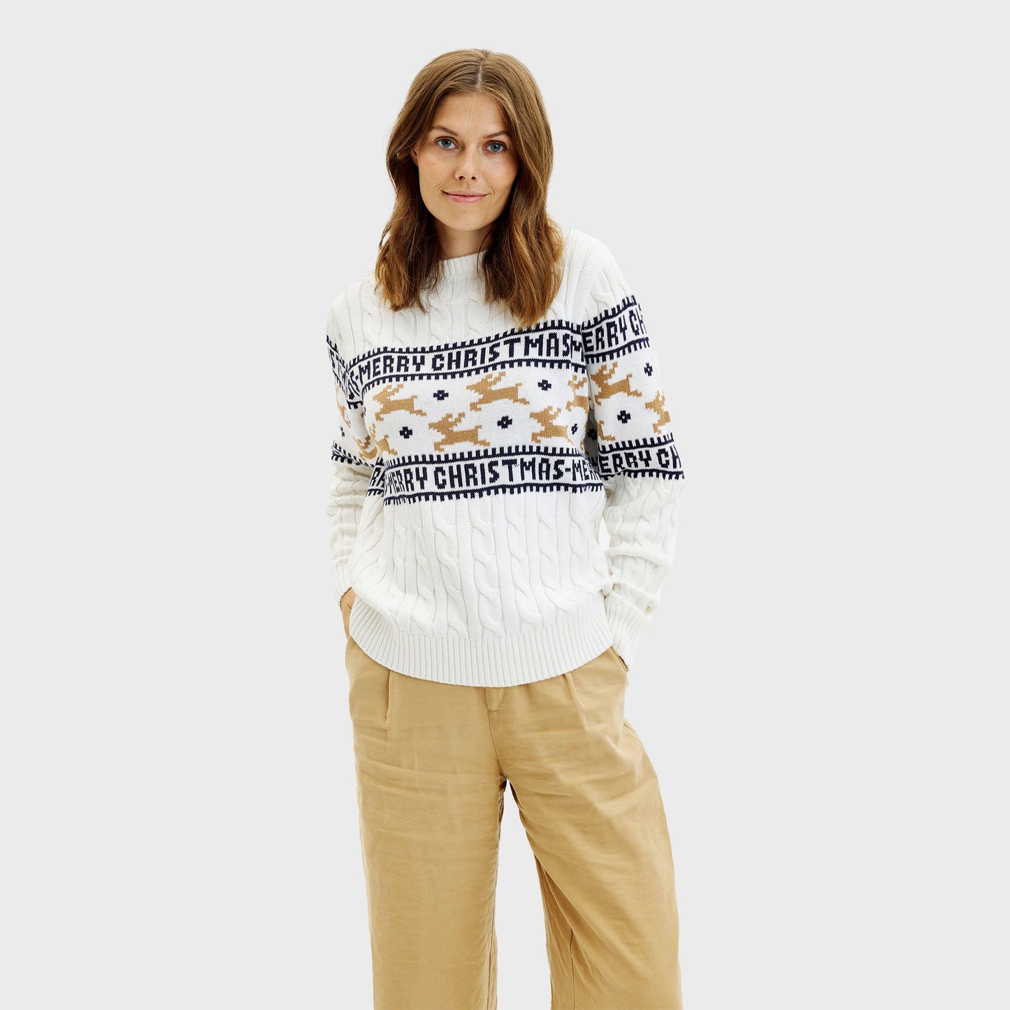 WW | Der elegante Weihnachtspullover Weiß - Damen