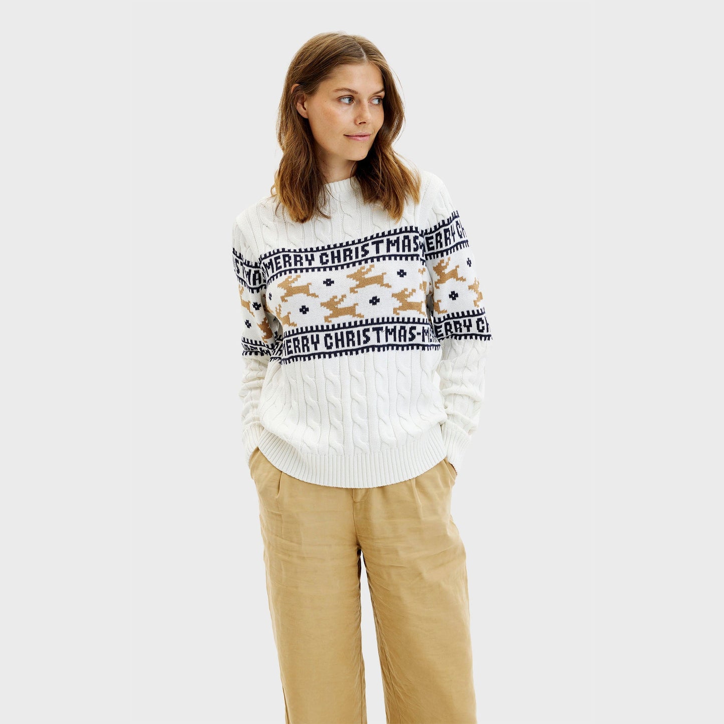 WW | Der elegante Weihnachtspullover Weiß - Damen