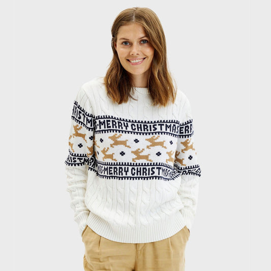 WW | Der elegante Weihnachtspullover Weiß - Damen