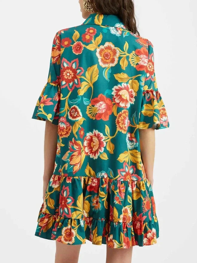 Grace einzigartiges Mini-Kleid mit Blumenmuster