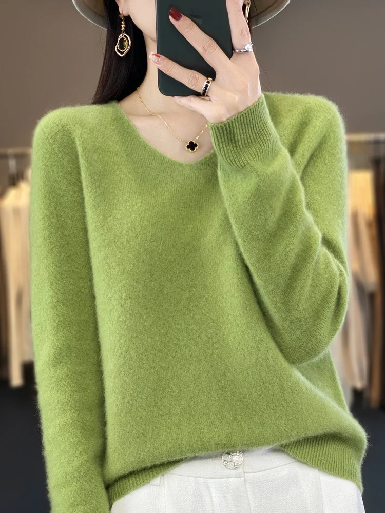 WW | Cashmere Pullover Damen Eleganter V-ausschnitt, Weich & Komfortabel