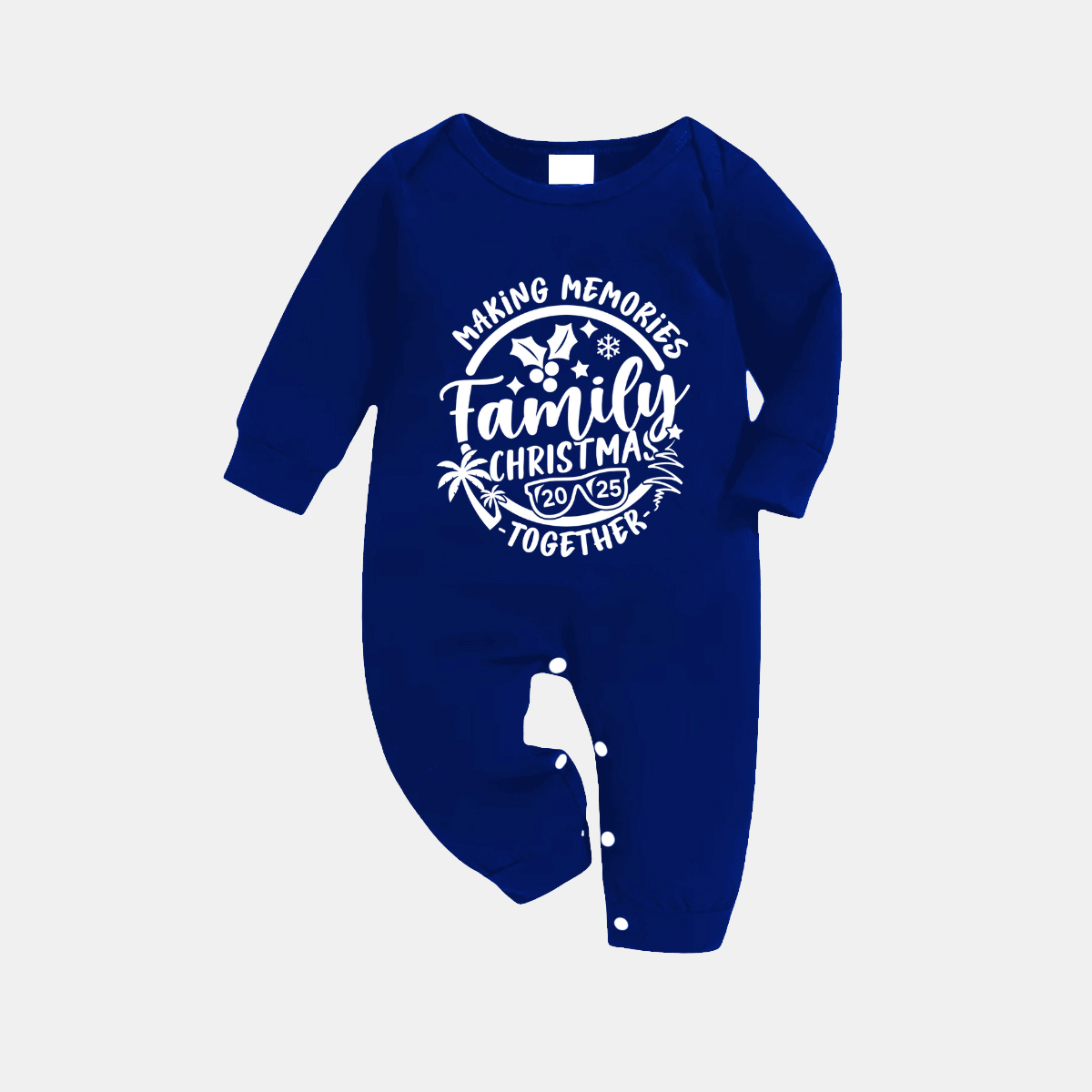WW | "2025 Family Christmas Memories in the Making" Printed Blue and White Plaid Family Matching Pajamas