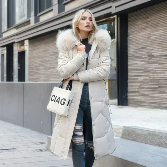 WW | Fashionable fur coat - White - Chic and warm