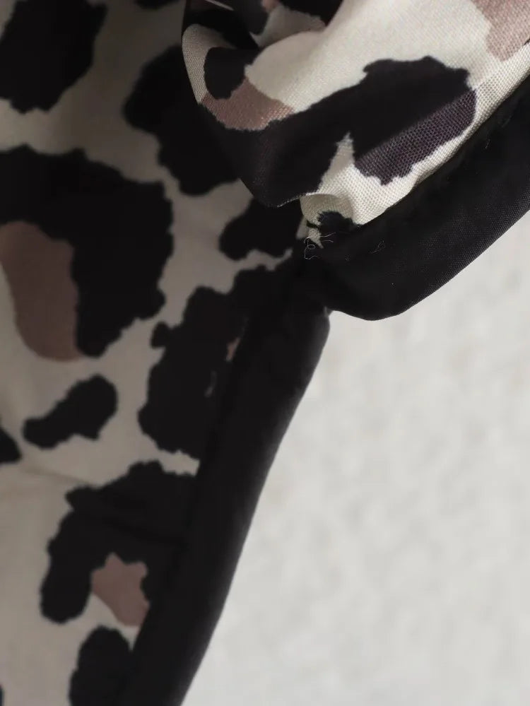 WW | Quilted padded jacket for women with leopard print lining