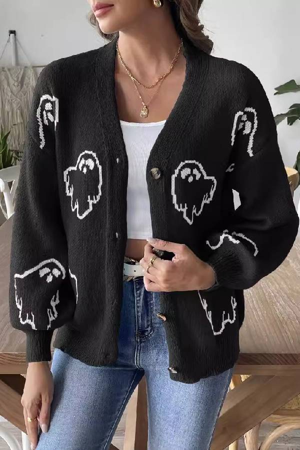 WW | Lockere lässige Cartoon Jacquard-Jacke