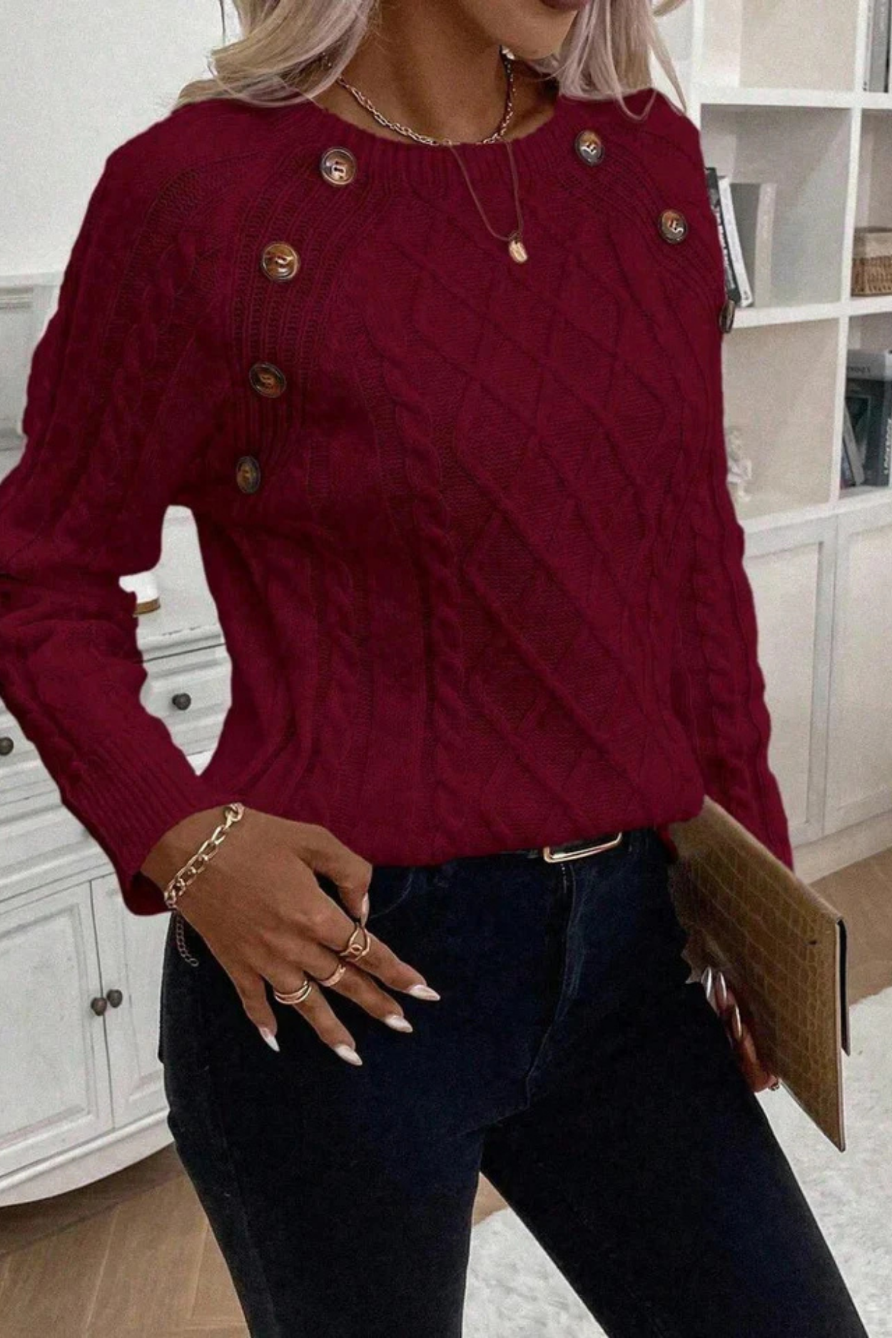 Cora | Knitted jumper with button details