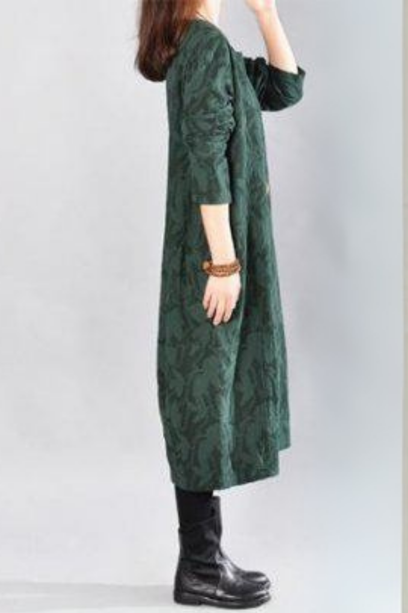 Kayla Maxi Dress with Leaf Print - Green