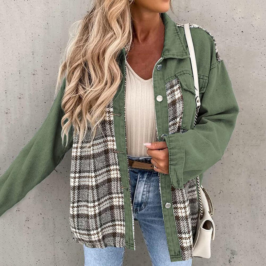 WW | Stylish checked jacket with classic collar for women
