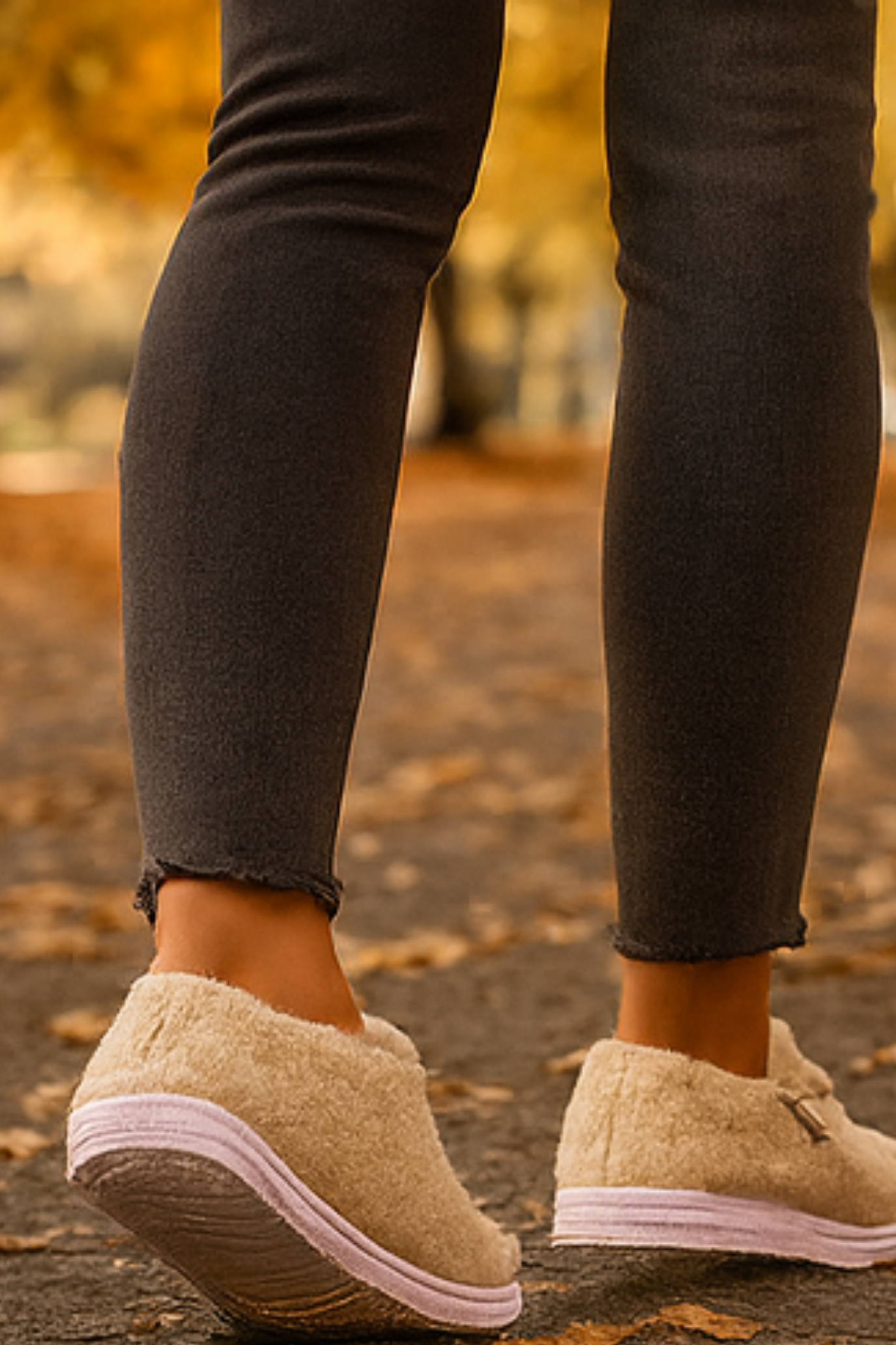 Winnie Warm Teddy Slippers - Beige