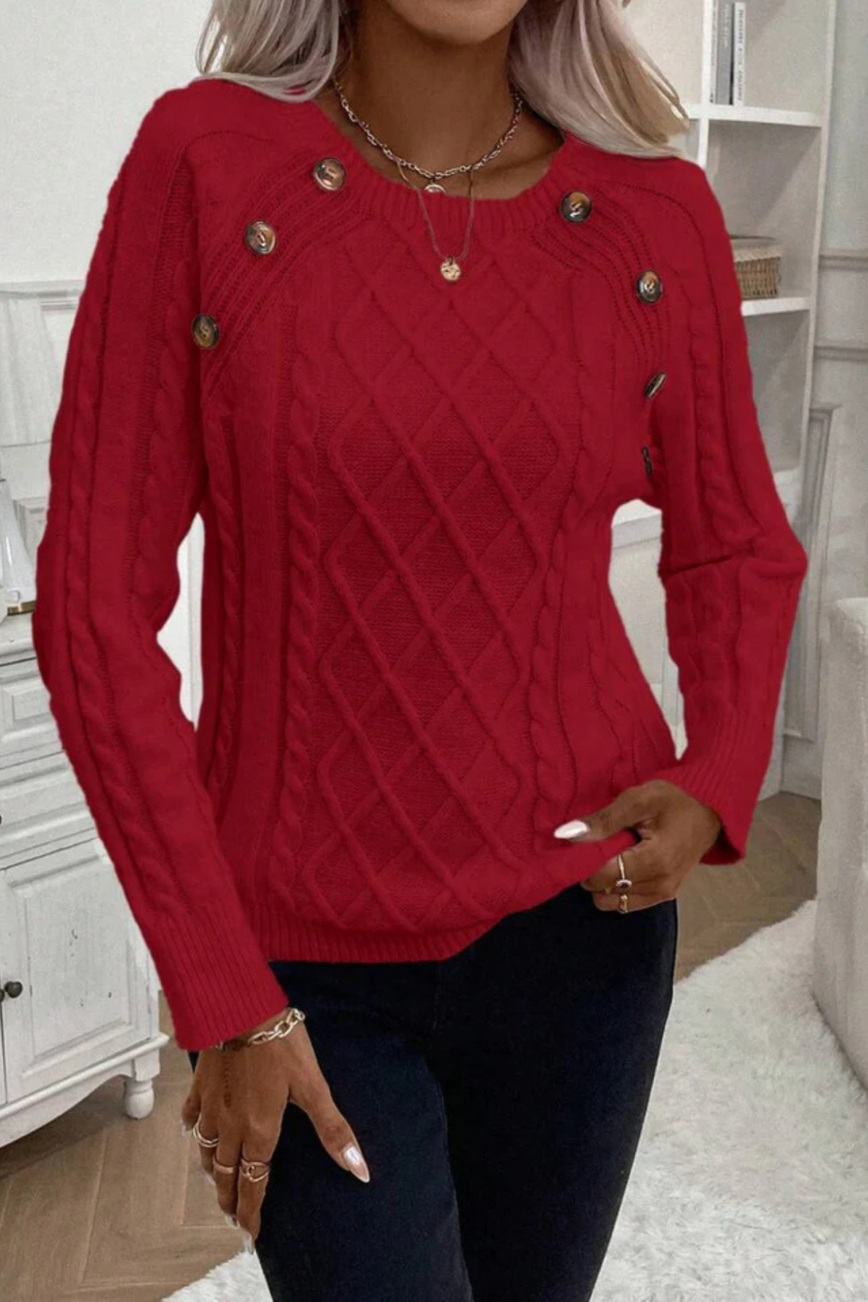 Cora | Knitted jumper with button details