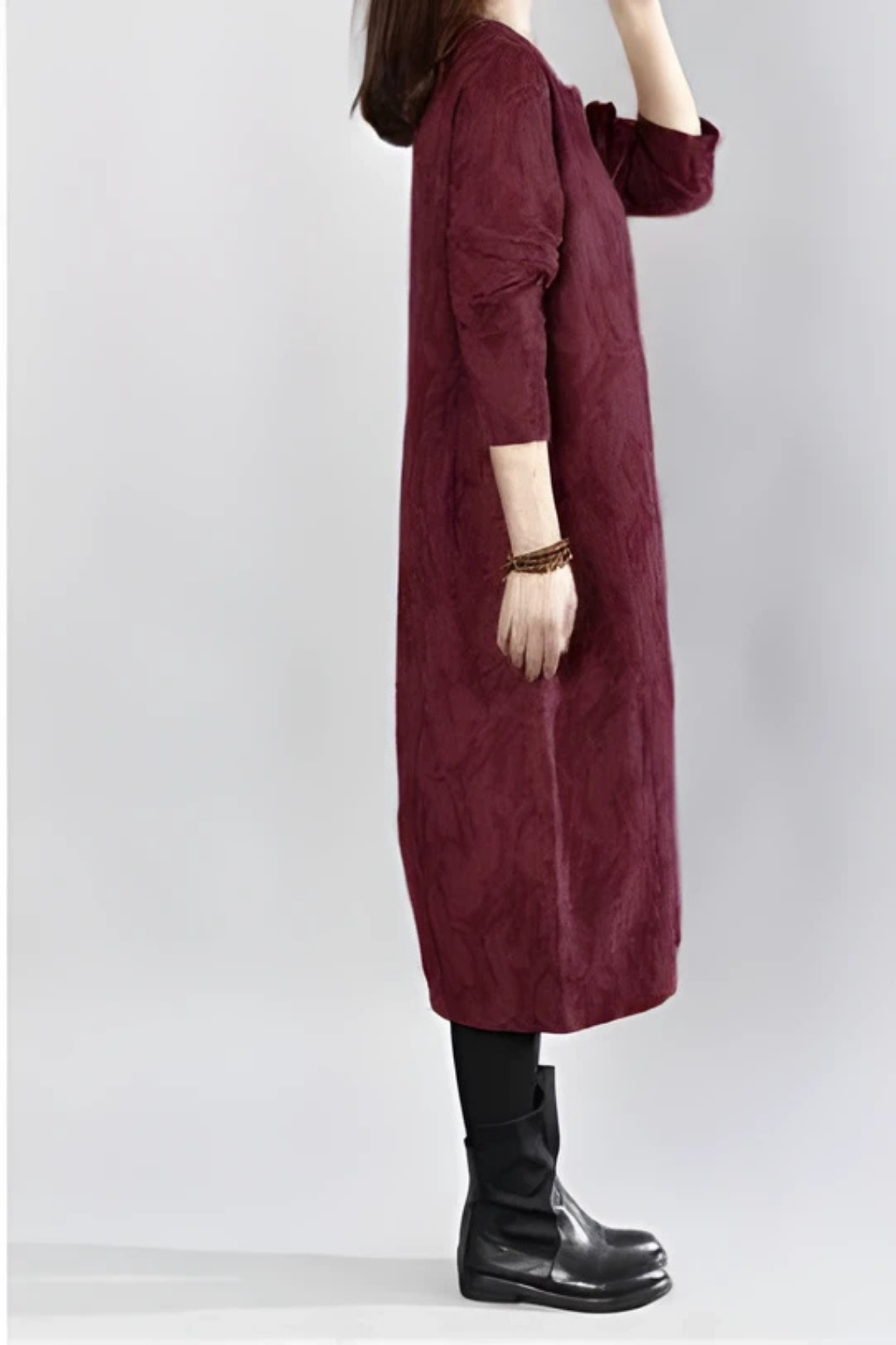 Kayla Maxi Dress with Leaf Print - Red