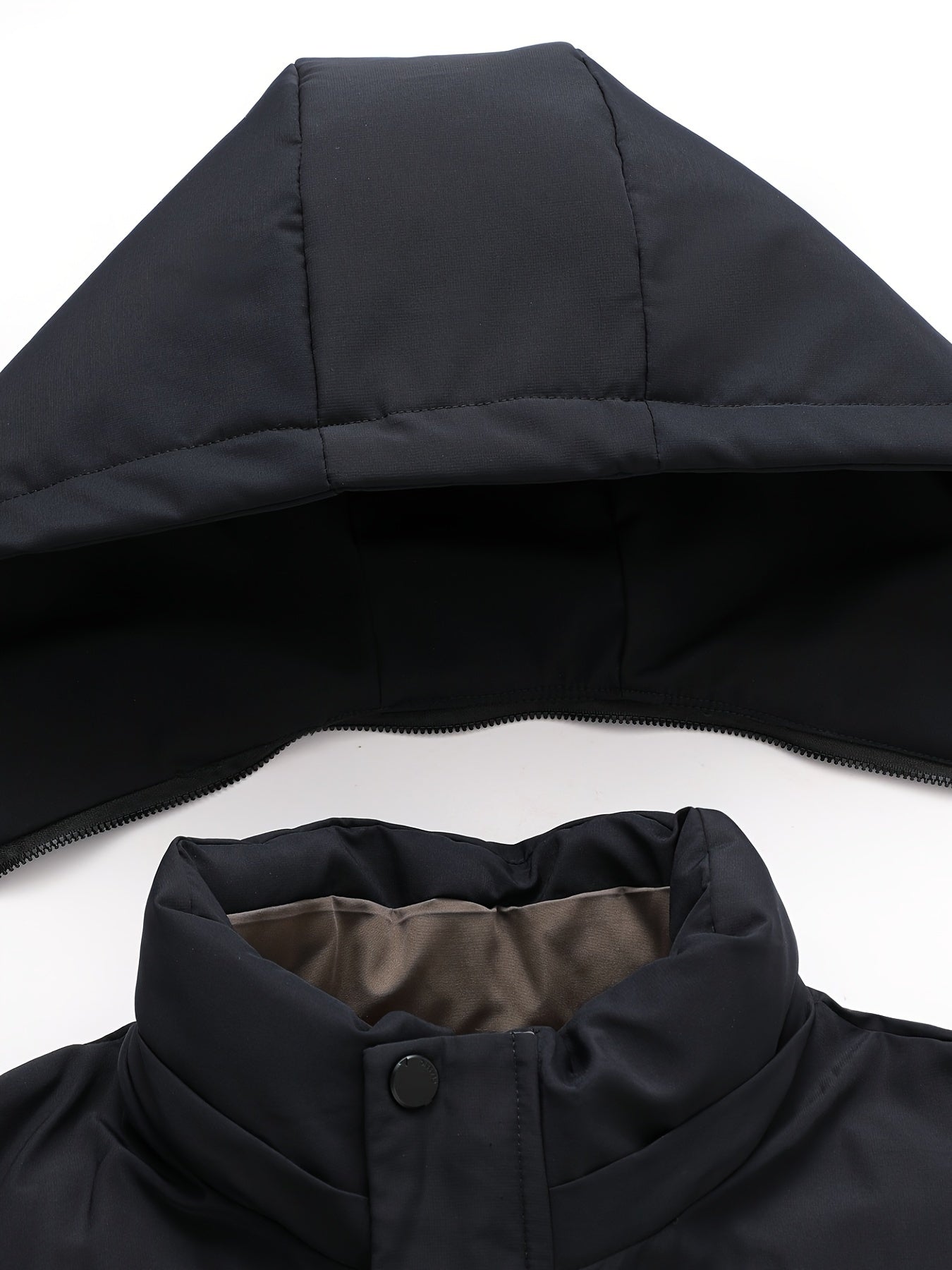 WW | Herren Steppwintermantel mit Kapuze - Warme Jacke mit Reißverschluss und Taschen