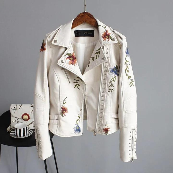 WW | Flower Leather Jacket