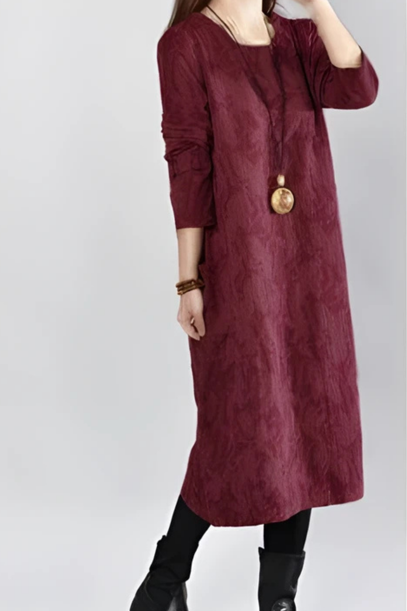 Kayla Maxi Dress with Leaf Print - Red