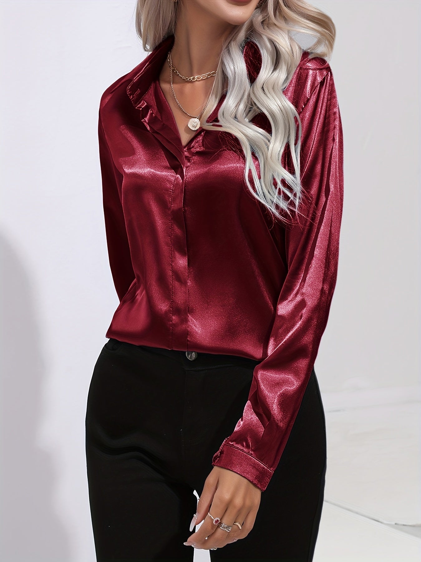 WW | Schicke Herbst Elegante Satin Bluse für Frauen