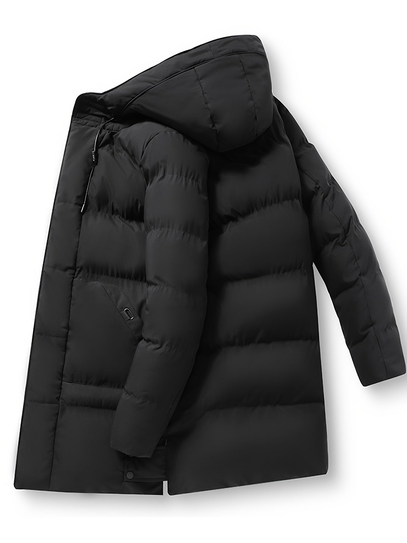 WW | Men's Padded Black Hooded Winter Jacket - Perfect for Outdoor Activities