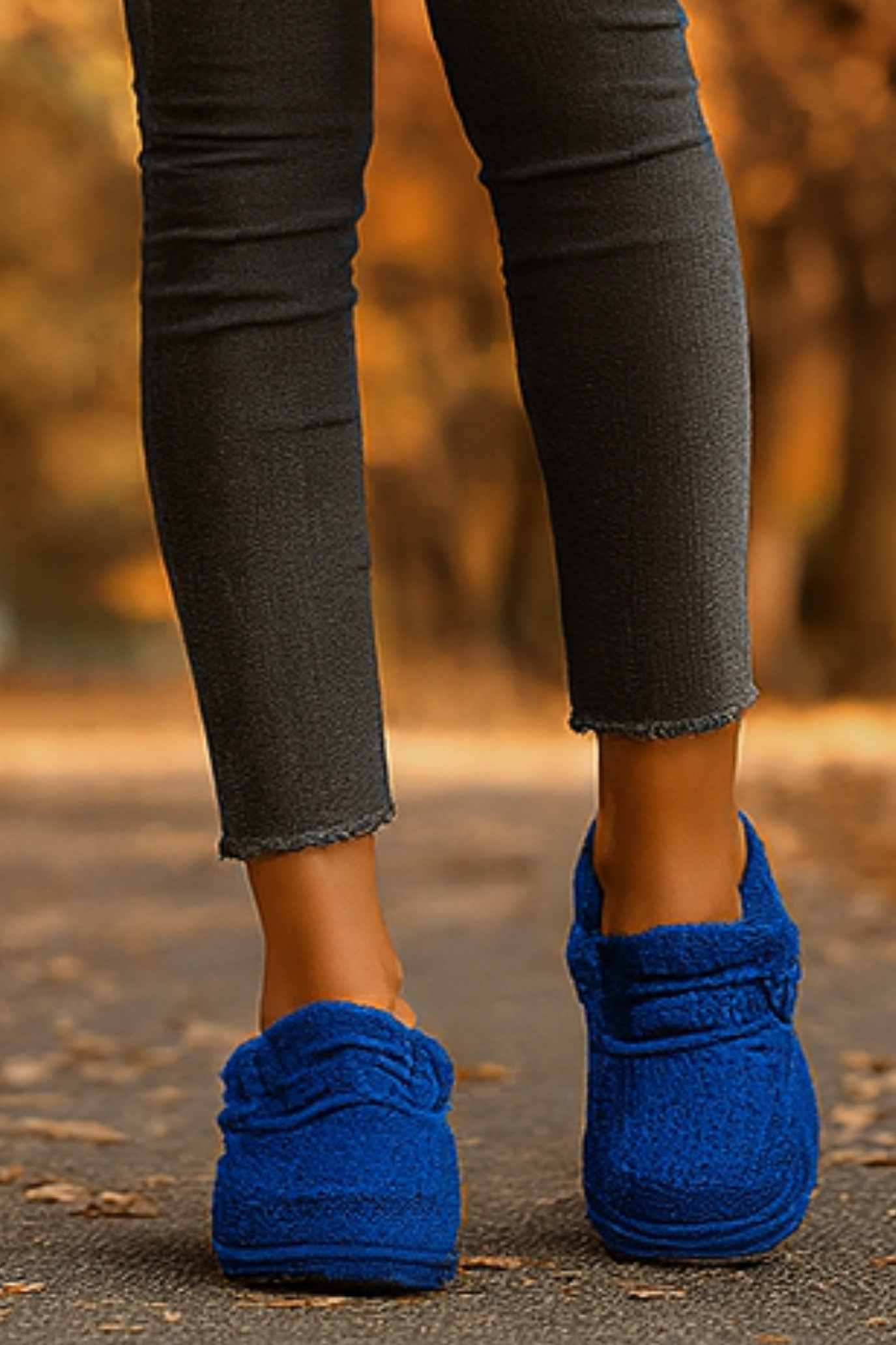 Winnie Warm Teddy Slippers - Blue