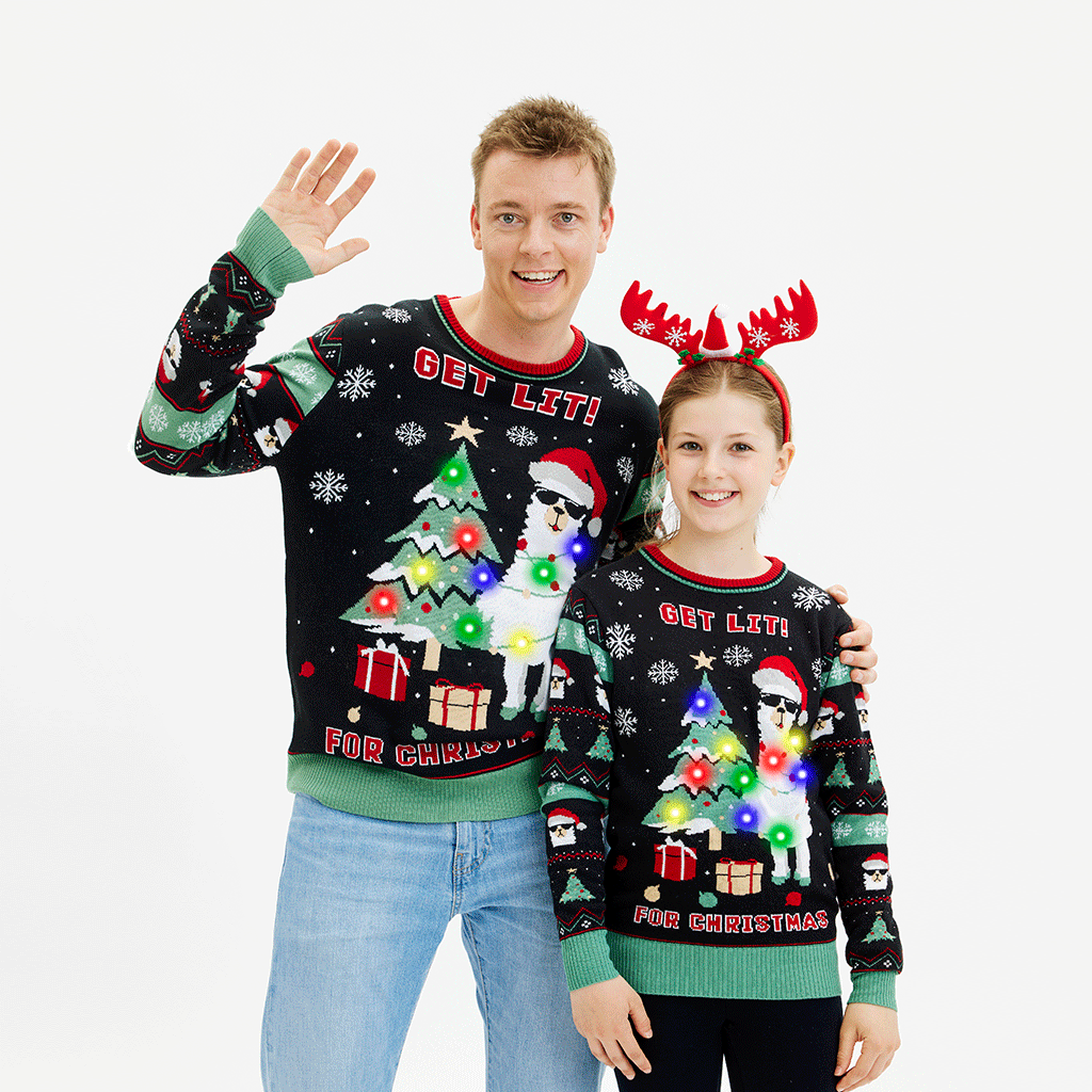 WW | Get Lit Llama Weihnachten Weihnachtspulli - Herren