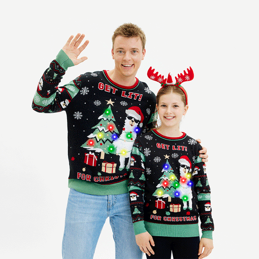 WW | Get Lit Llama Weihnachten Weihnachtspulli - Herren