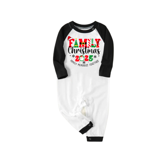 WW | "Family Christmas 2025 Creating Memories Together" Sweet Christmas Elements Printed Green and Black Plaid Christmas Family Pajamas
