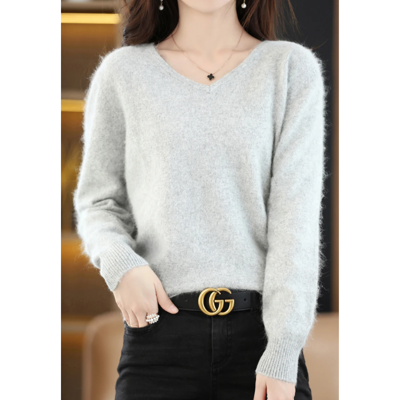 WW | Women's Cashmere V-Neck Sweater Lightweight and Soft Knit Pullover