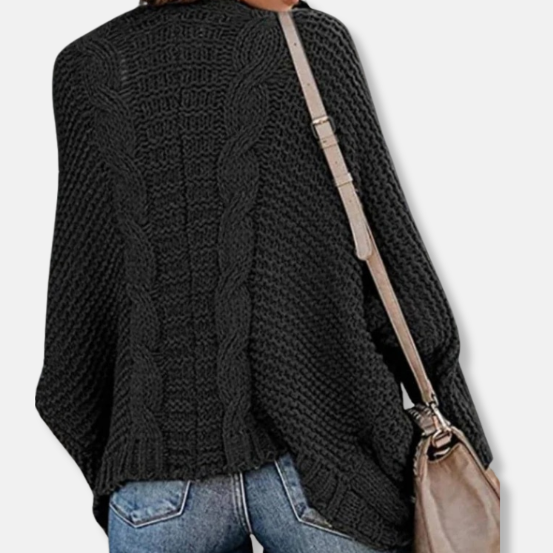 WW | Woll Übergroßer Cardigan - Gerippter Offener Fronttaschen Cardigan