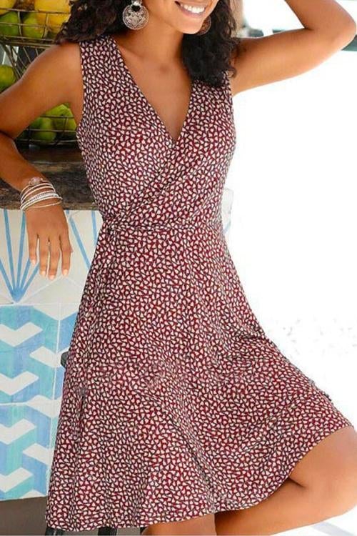 WW | Rosiedress Wrap V-Neck Printed Swing Tank Dress