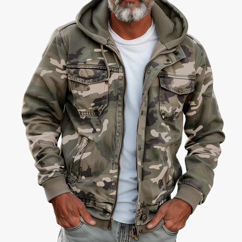 WW | Cargo-Jacke im Camouflage-Stil mit Kapuze - Modischer Outdoor- und Streetwear-Look